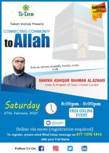 Taleem Family Event With Shaykh Ashiqur Rahman This 27 Feb 2021